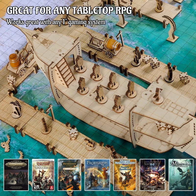 CZYY Modular Bridge, Dock, Walkway Basic Set 7PCS Wood Laser Cut Dungeon Terrain for D&D, Pathfinder, Dungeons & Dragons and Other Tabletop RPG - Image 4